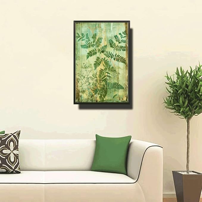 Metal Sign Tin Sign Vintage Wall Art Vintage Rustic Maidenhair Fern Tin Sign for Feathery Fronds Display Shabby Chic Style and Corrosi Bathroom Signs Decor for Room 6×8 Inches with Metal Frame