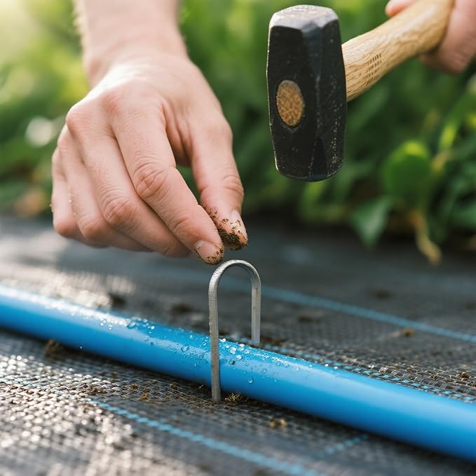 MySit 12 Inch 12 Pack Heavy Duty U Shaped Garden Stakes, 11 Gauge Galvanized Fence Stakes Landscape Staples Metal Yard Stakes for Ground, Drip Hose, Inflatables, Outdoor Decorations