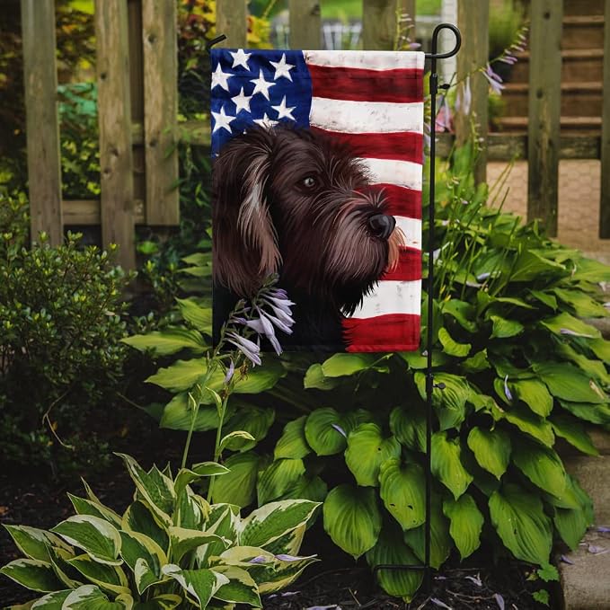 Caroline's Treasures CK6535GF German Roughhaired Pointer American Flag Garden Flag Mailbox Flag Decorative Yard Flag Banner Outside Patio Artwork Yard Flower Beds, Garden Size, Multicolor