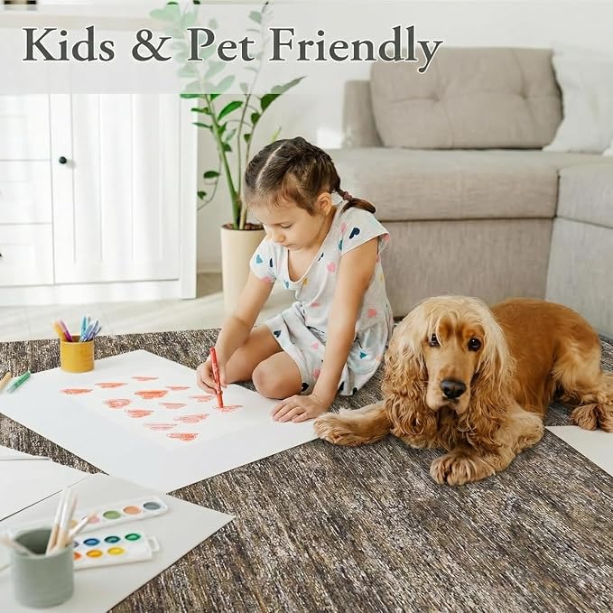 Garvee 2x6 Kitchen Runner Rug Solid Color Runner Rugs for Hallway, Brown | Rubber Backing Washable Non Shedding Stain Resistant Contemporary Low Pile Soft Rugs for Entryway Bedroom Bathroom