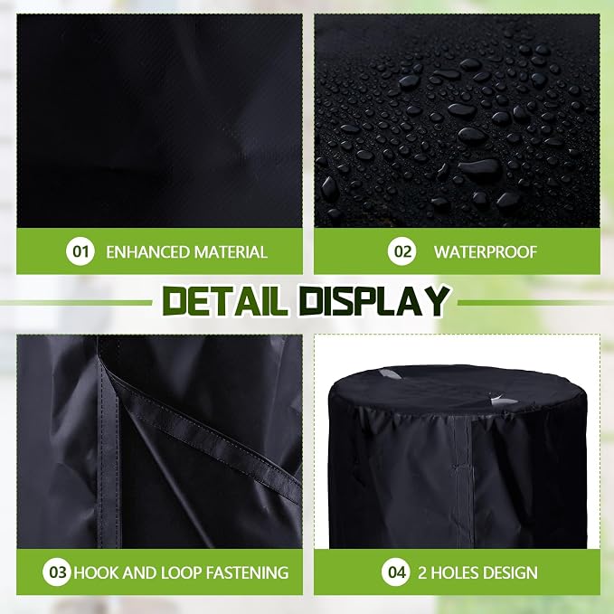 1 Piece 55 Gallon Drum Cover 24 x 36 Inch 55 Gallon Water Barrel Covers Outdoor Waterproof Rain Snow Water Storage Bucket Lid Protective Hook/loop Closure Anti Dust (Black)