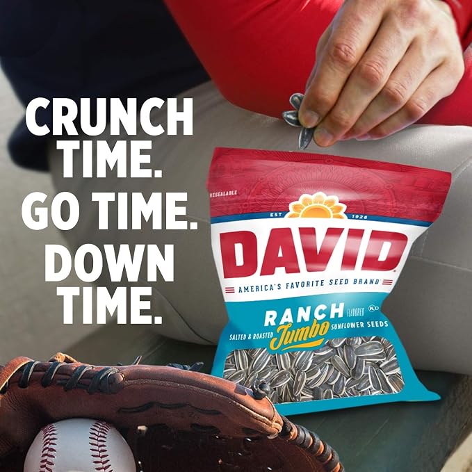 David, Sunflower Seeds, Roasted & Salted, Ranch, 5.25oz Bag (Pack of 2)