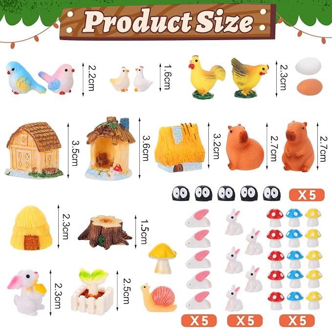 87 PCS Miniature Fairy Garden Accessories Kit with Moss & Trees Micro Landscape Ornament Village Set Resin Animal Figurines for Terrarium Bonsai Succulent Dollhouse Decor