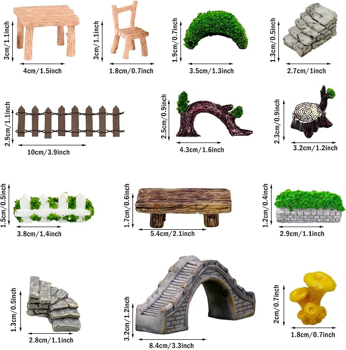 Cayway 83 PCS Fairy Garden Accessories Outdoor, Fairy Supplies Micro Landscape Decoration, Mixed Model Trees for DIY Craft Garden Decoration