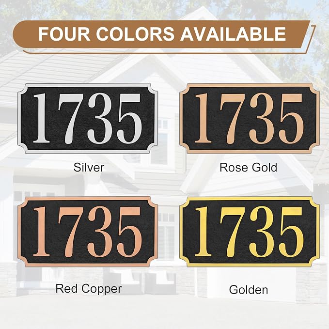 Address Plaque Notched Style - 12'' x 5.9'' Custom Address Sign for House,House Number Plaque Sign for Outside House,Driveway,Mailbox Easy Installation Metal & Large Options (Style 5)