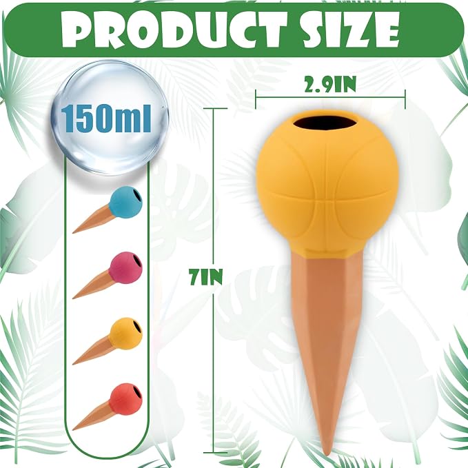 Terracotta Watering Spikes, 4 Pack Self Watering Globes, Plant Watering Bulbs, Automatic Watering Devices for Indoor & Outdoor Plants
