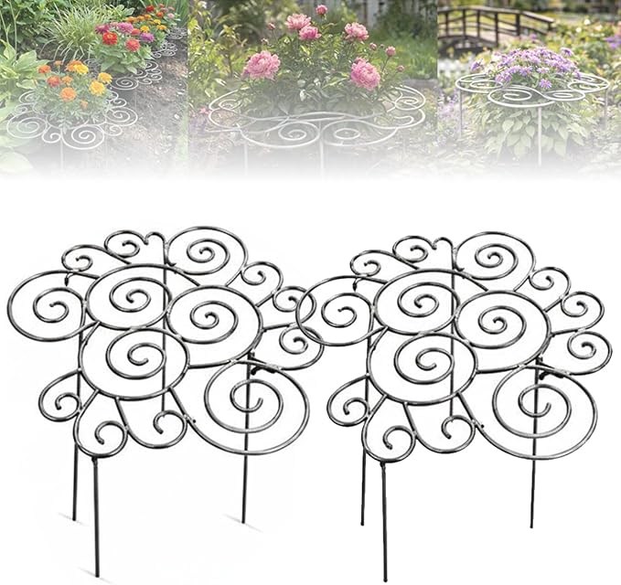 Metal Plant Support Ring for Garden,2026 New Peony Cages Stand,Decorative Grow Through Rings, Stackable Houseplant Stake, Dahlia Cage,Outdoor Orchid Clip Flower Support Frame