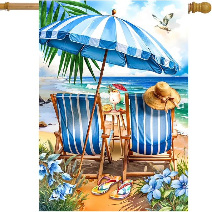 Briarwood Lane Beach Chairs House Flag