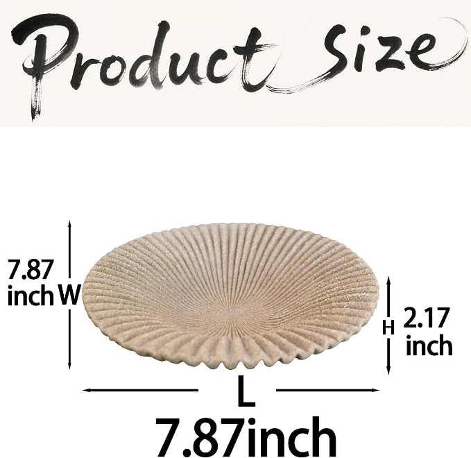 Decorative Bowl decor Tray, Scalloped Pedestal Bowls for Modern Home Decor,Ruffle Decor,Stylish Key Bowl for Entry Table,Decorative Fruit Bowl for Kitchen Counter,Artificial Stone Beige