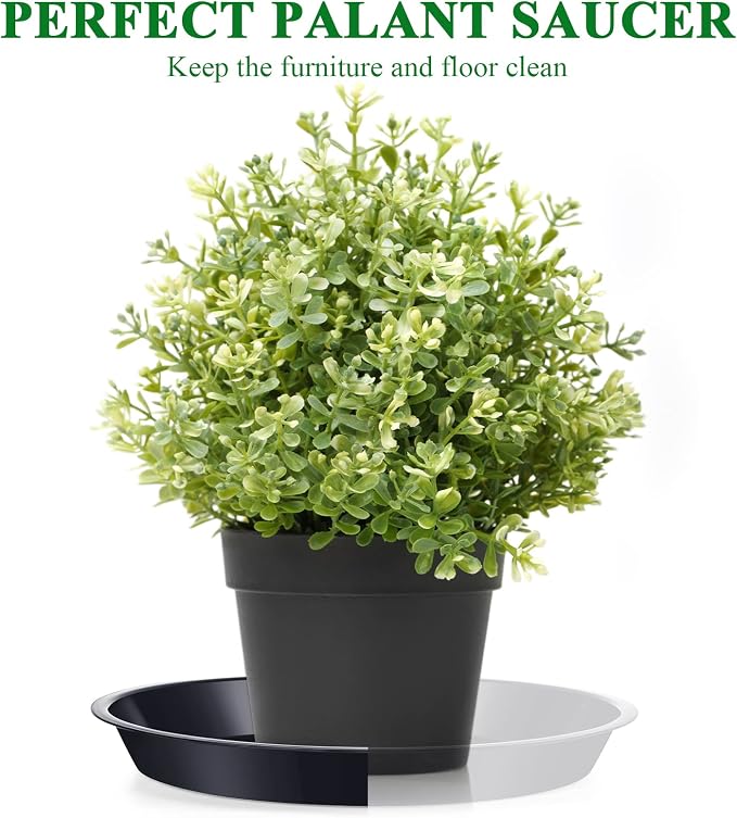 Sawysine 30 Pack Plastic Plant Saucer Round Drip Trays Black Flower Pot Saucers Thick Plant Dish Sturdy Water Tray Heavy Drainage Potted Container for Indoor Outdoor Garden (10 Inches)