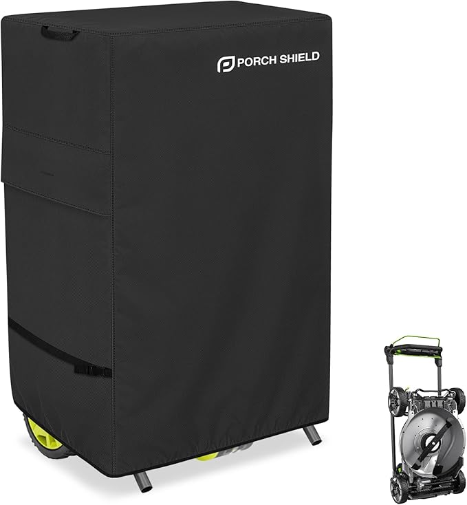 Porch Shield Cordless Lawn Mower Cover – Waterproof Electric Lawnmower Cover fit for 20-21 inches Folding Walk Behind Mower 25" L x 19" D x 41" H, Black
