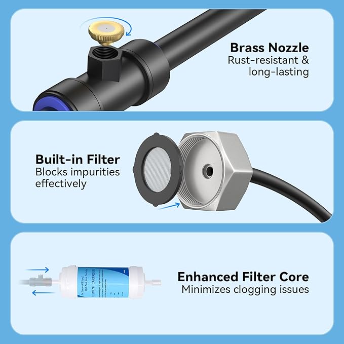 Misters for Outside Patio 75FT/23M, Pre-Assembled Misting Cooling System with 23 Brass Nozzles & 3/4" Adapter, Outdoor Mister for Backyard, Garden, Greenhouse, Chicken Coop, Dog House