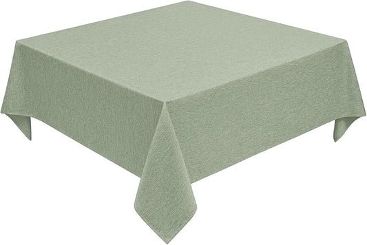 Decorelia Faux Linen Square Tablecloth for Dining Room,Waterproof Texture Decorative Farmhouse Rustic Table Cloth for Indoor Outdoor Party Holiday Banquet Picnics Patio,70x70 Inch (Square),Sage Green
