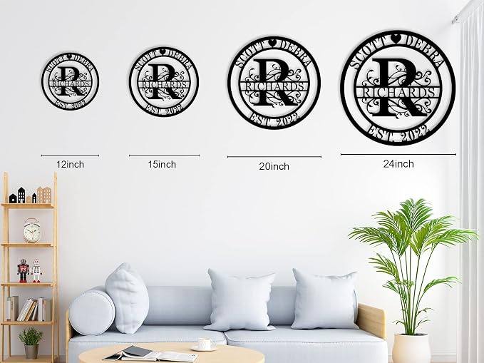 Wedding Gifts for Couples 2026, Personalized Last Name Sign for Home, Custom Metal Family Name Sign with Monogram Initial & Established Year, Rustic Farmhouse Wall Decor, Anniversary Wedding Gift, Housewarming Gift for Couples and Families