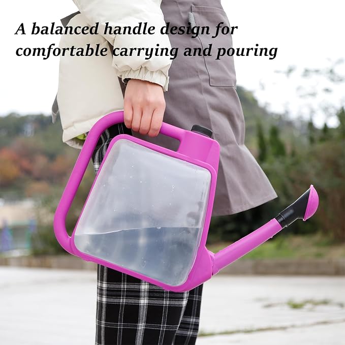 6L-Purple Foldable Watering Can with Rotating Nozzle & Long Spout for Plants, Indoor Outdoor Gardening, Clear Plastic