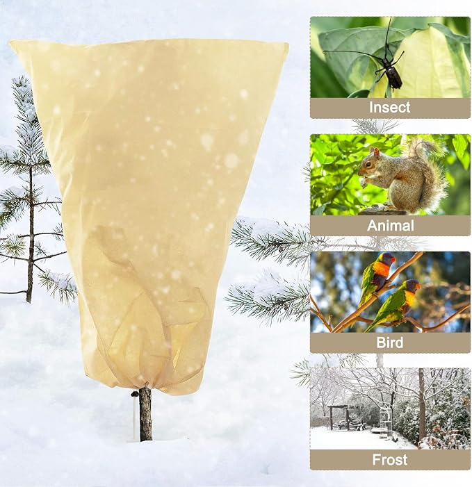 Plant Covers Freeze Protection, Winter Frost Cloths 2.8oz/yd² with Zipper and Drawstring, Garden Cover Protective Blankets for Outdoor Plants Fruit Palm Olive Trees (31in*47in 2pcs)