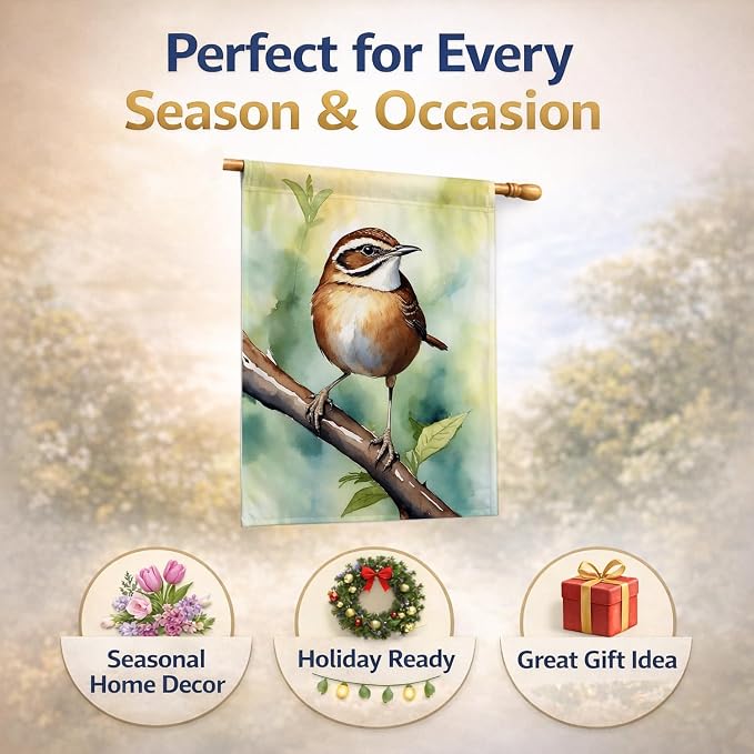 Caroline's Treasures South Carolina Wren House Flag Large Porch Sleeve Pole Decorative Outside Yard Banner Artwork Wall Hanging, Polyester, House Size, Multicolor