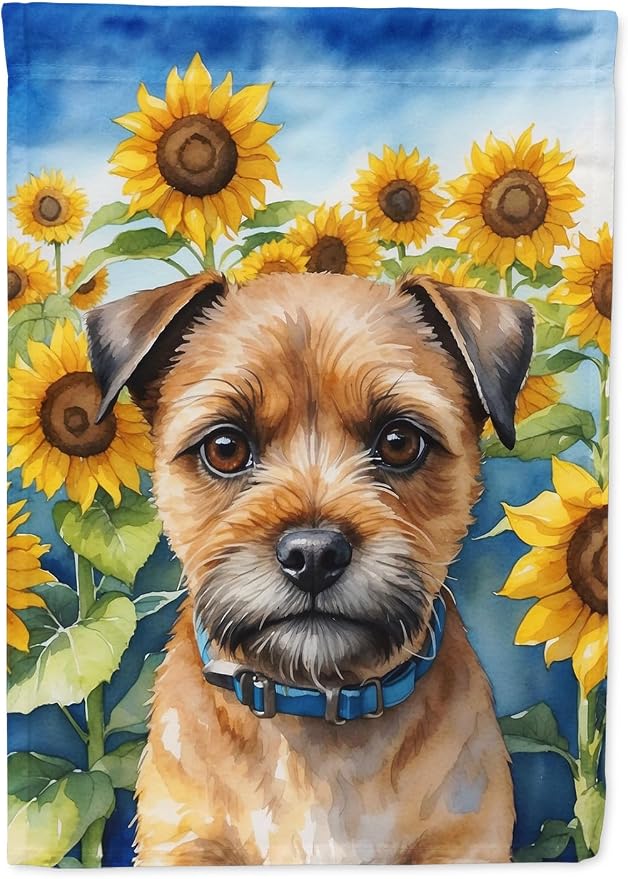 Caroline's Treasures DAC6033GF Border Terrier in Sunflowers Garden Flag Mailbox Flag Decorative Yard Flag Banner Outside Patio Artwork Yard Flower Beds, Garden Size, Multicolor