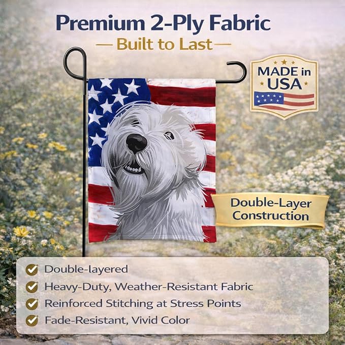 Caroline's Treasures CK6697GF Sealyham Terrier American Flag Garden Flag Mailbox Flag Decorative Yard Flag Banner Outside Patio Artwork Yard Flower Beds, Garden Size, Multicolor