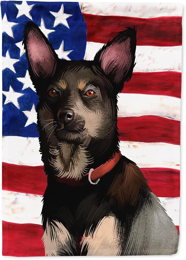 Caroline's Treasures CK6411GF Australian Kelpie American Flag Garden Flag Mailbox Flag Decorative Yard Flag Banner Outside Patio Artwork Yard Flower Beds, Garden Size, Multicolor