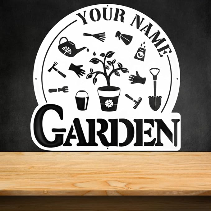 CFC0121326 Personalized Metal Garden Sign, Custom Plaque for Women, Mom, Grandma - Rustic Decoration for She Shed, Potting Shed