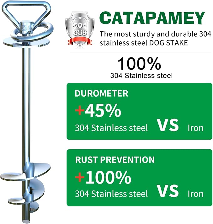 Catapamey Dog Tie Out Cable and Stake,(up to 200lbs) 360° Swivel Dog Run Anchor -with 30FT Heavy Duty Cable,Runner for Yard-Dog Stake for Yard Outdoor Camping