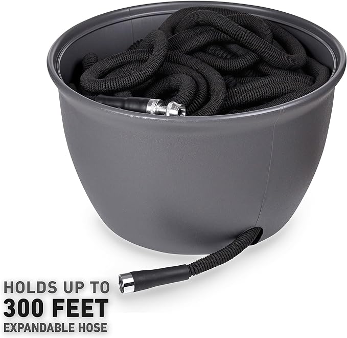 Mighty Tuff Decorative Garden Hose Storage Pot, Durable Holder, Stylish Hose Storage for 100 Foot Standard Hose or 300 Foot Retractable Hose