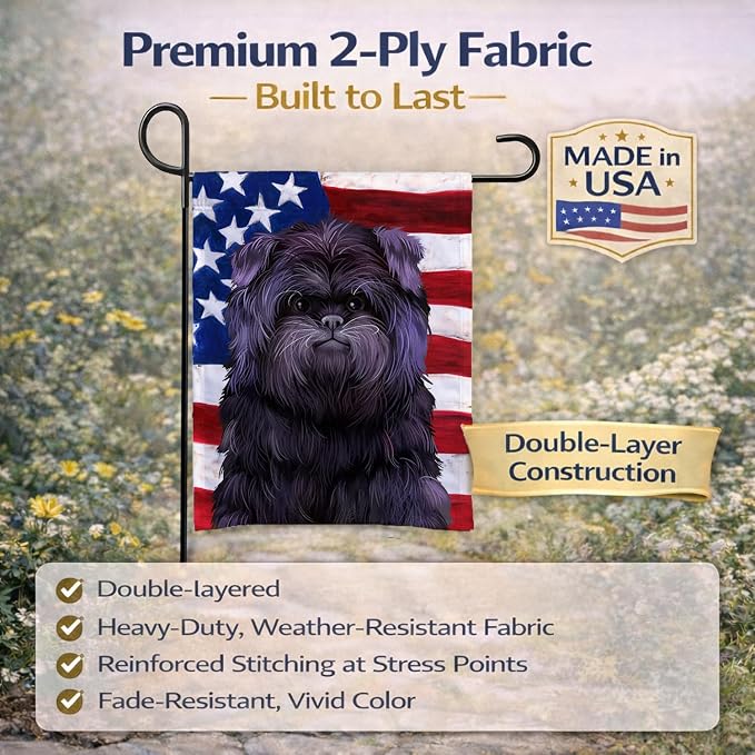 Caroline's Treasures CK6382GF Affenpinscher American Flag Garden Flag Mailbox Flag Decorative Yard Flag Banner Outside Patio Artwork Yard Flower Beds, Garden Size, Multicolor