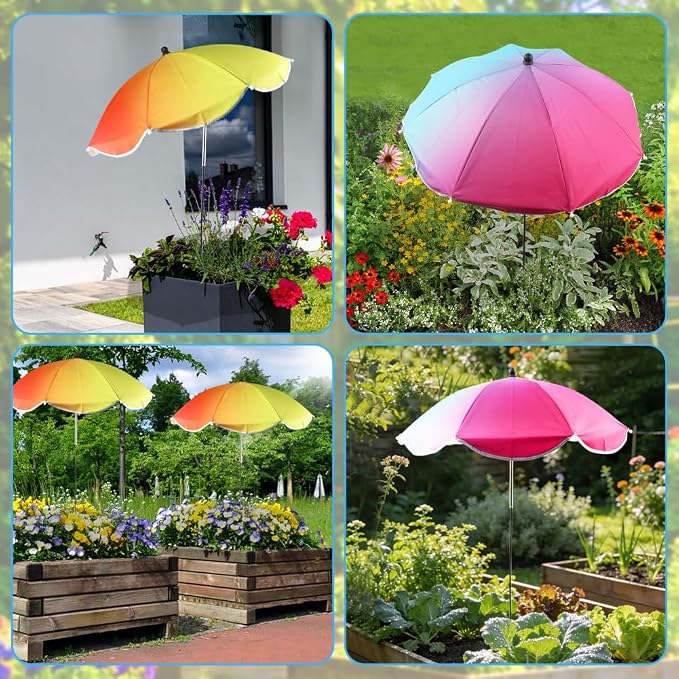 4 Pack Upgraded Plant Umbrellas for Outdoor Plants, 24.8" Larger Garden Plant Umbrella Shade with Adjustable Angle, 40" Higher Sun Shade for Plants, Potted Plant, Garden Beds