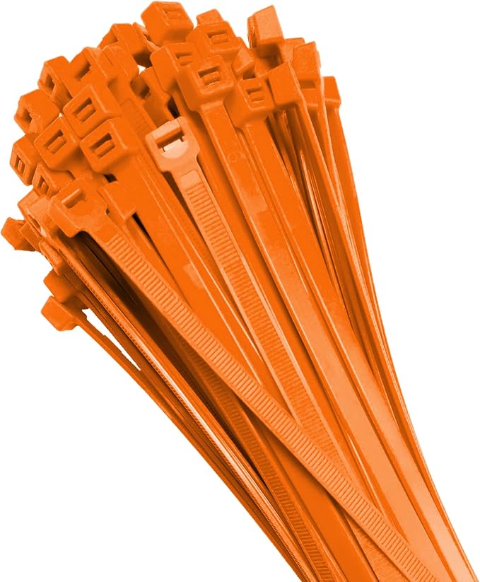 Electriduct 4" Nylon Cable Zip Ties Self-Locking Adjustable Plastic Ties - Orange (100 Pack)