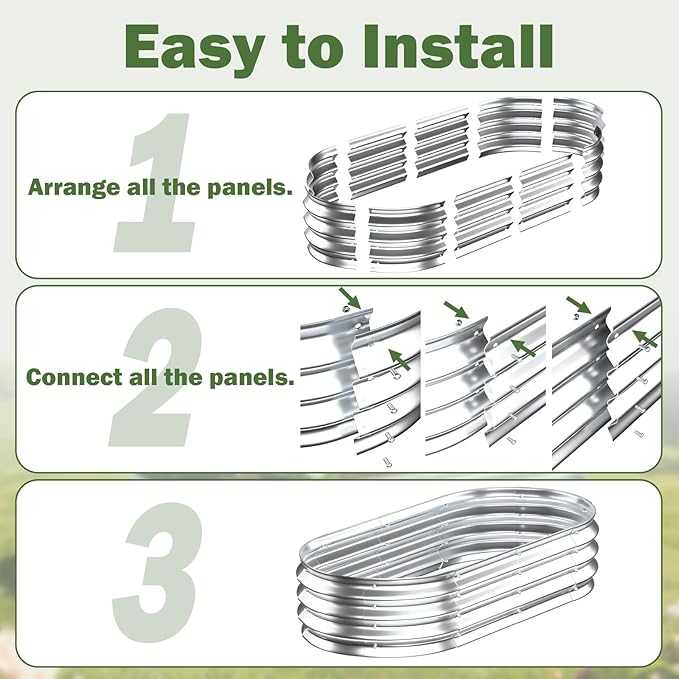 Galvanized Raised Garden Bed Outdoor, 4x2x1ft(2Pack) Metal Heavy Duty Planter Boxes for Gardening, Easy Assemble Bottomless Small Oval Plant Container Kit for Vegetable, Flower, Fruit, Silver