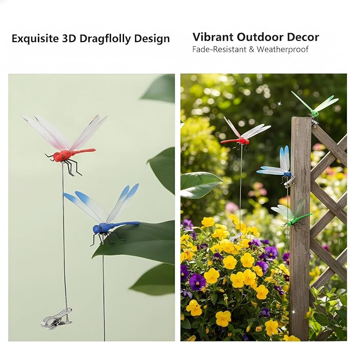 Dragon Fly Clips for Bugs Repellent, 3D Dragonfly Garden Stakes Decor - Dragonfly Clips to Keep Bugs Away, for Outdoor Garden Decoration & Hat Clip Accessories (40pcs)