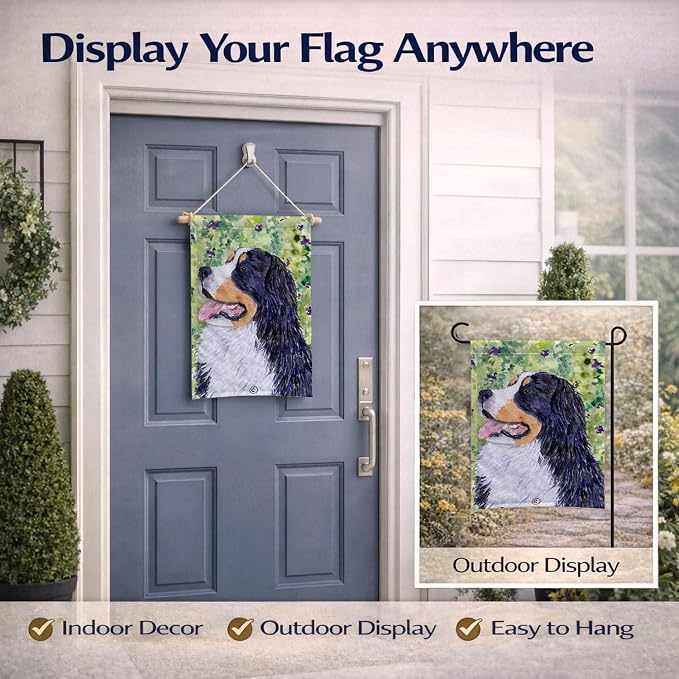 Caroline's Treasures SS8706GF Bernese Mountain Dog Garden Flag Mailbox Flag Decorative Yard Flag Banner Outside Patio Artwork Yard Flower Beds, Garden Size, Multicolor