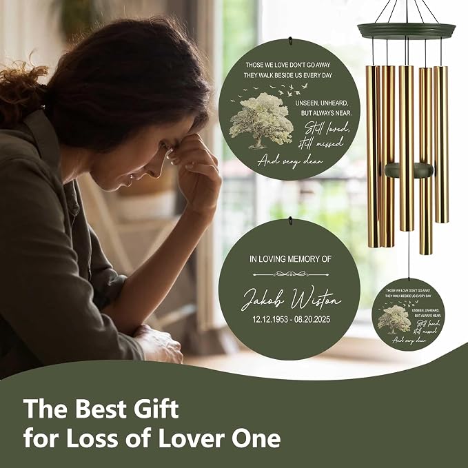 ASTARIN Custom Sympathy Wind Chimes for Loss of Loved One, Remembrance Gift for Loss Husband Wife, Windchimes in Memory of a Loved One, Gifts for Grieving Friends(Produced in Texas)