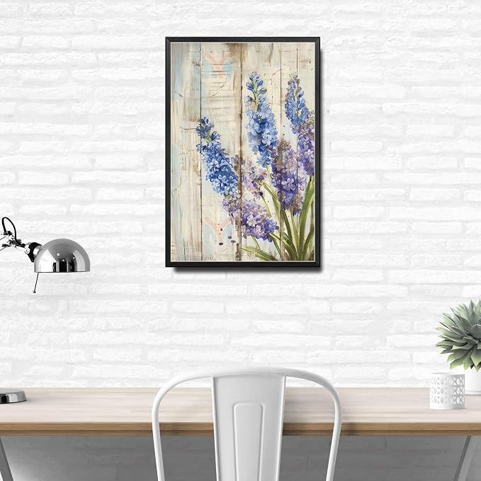 Metal Sign Tin Sign Vintage Rustic Spring Hyacinths Tin Sign for Easy Installation Weather Resistant Design and Vintage Charm Inspirational Wall Art for Club 6×8 Inches with Metal Frame