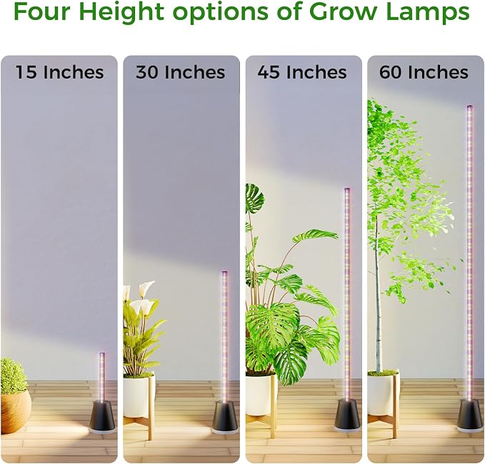 Grow Lights for Indoor Plants with Timer, 60 Inch Vertical Grow Light Full Spectrum 192 LEDs 24W with 3/6/12H Auto On/Off Remote 3 Light Modes 5-Level Dimmable Standing Plant Lamp