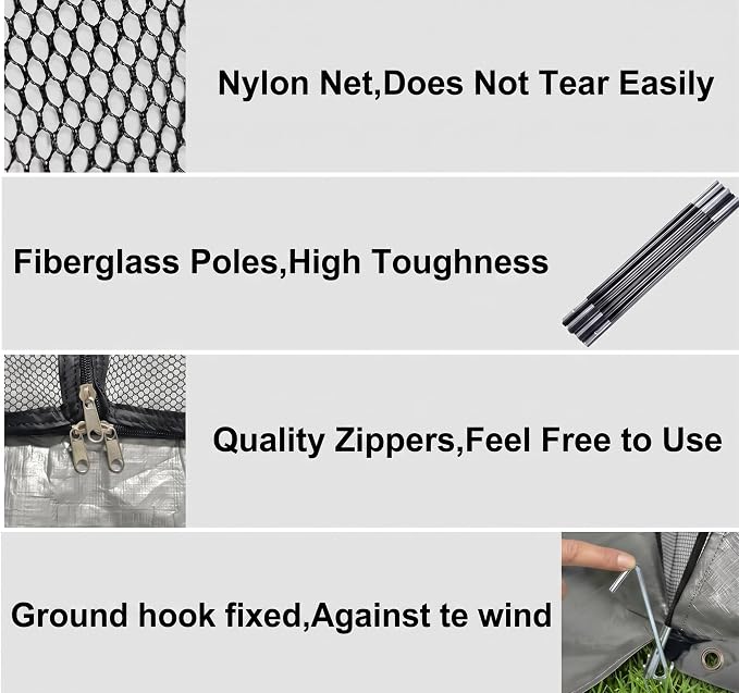 PGL Pond Cover Net Garden Dome Netting - Outdoor Protecting Tent for Fish Koi 10×8FT Zippers and Wind Ropes Protect Ponds, Gardens and Vegetable Gardens