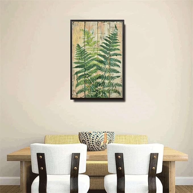 Metal Sign Tin Sign Vintage Antique Botanical Fern Tin Sign for Rustic Wall Art Nature Inspired Spaces and Timeless Elegance Bathroom Signs Decor for Restaurant 8×12 Inches with Metal Frame