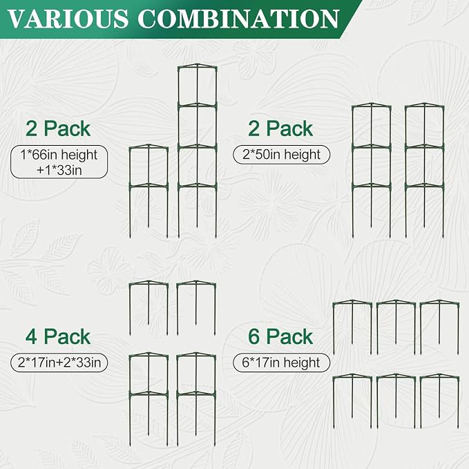 Tomato Cages for Garden,2 Pack 50in Tall Tomato Plant Support Stakes Adjustable Heavy Duty Steel Plant Tower Stakes, Updated Cucumber Trellis Garden Cages for Climbing Plants Vegetable Flowers