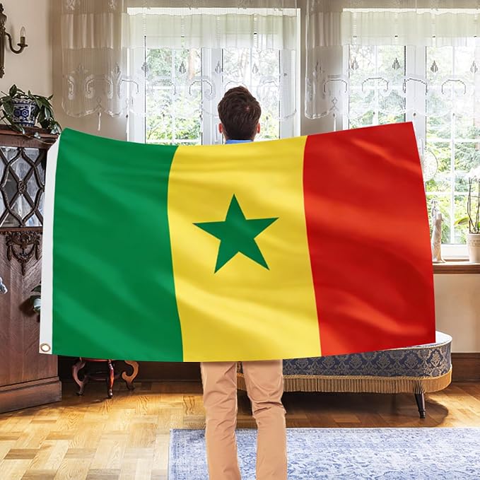 AhfuLife Flag 3x5 Ft, Large Flags for Outside - Double Side with Brass Eyelets for World Cup Olympic Party Decorations Bar Garden Street Decoration Indoor Outdoor (2, Senegal)