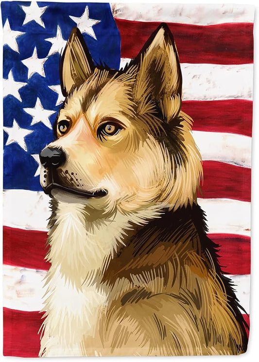 Caroline's Treasures CK6509CHF East Siberian Laika Dog American Flag House Flag Large Porch Sleeve Pole Decorative Outside Yard Banner Artwork Wall Hanging, Polyester, House Size, Multicolor