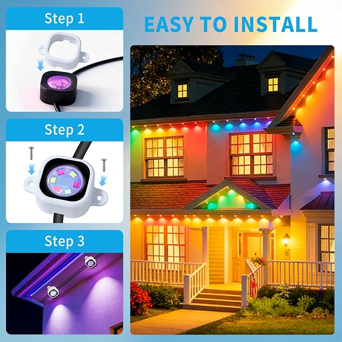 95 Pcs Light Clips for Govee Pro Permanent Outdoor Lights Compatible with Pro H706A H706B H706C Outdoor Decoration and Fixed luminaire Mounting Brackets Screws Kit (White)