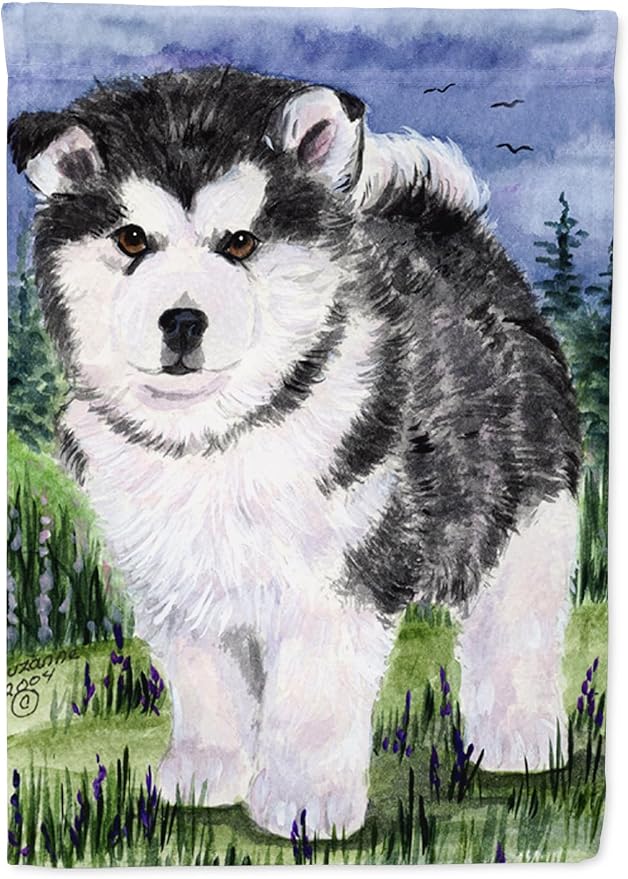 Caroline's Treasures SS8027GF Alaskan Malamute Garden Flag Mailbox Flag Decorative Yard Flag Banner Outside Patio Artwork Yard Flower Beds, Garden Size, Multicolor