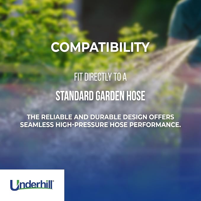 Underhill Precision Cyclone Garden Water Hose Nozzle with High Flow Control Valve, 50+ GPM 80 PSI, 3/4-Inch MHT by 1-Inch FHT Adapter, HN5000CV