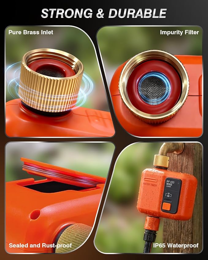 WiFi Water Timer for Garden Hose, Smart Sprinkler Timer with 984ft Long Range, Strong Wall Penetration, APP & Remote Control, Voice Control, Rain Delay, Manual Mode, Watering System (1 Outlet)