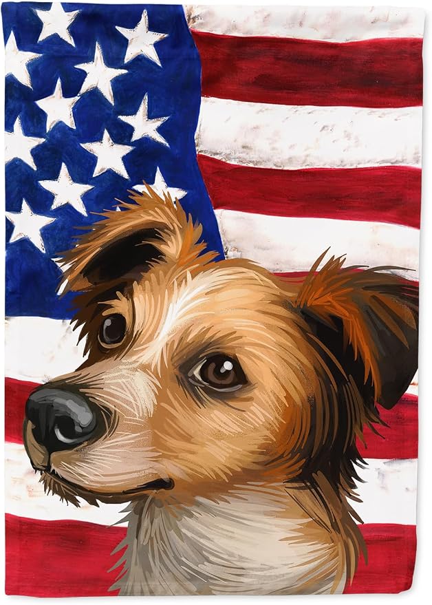 Caroline's Treasures CK6597CHF Kromfohrlander American Flag House Flag Large Porch Sleeve Pole Decorative Outside Yard Banner Artwork Wall Hanging, Polyester, House Size, Multicolor