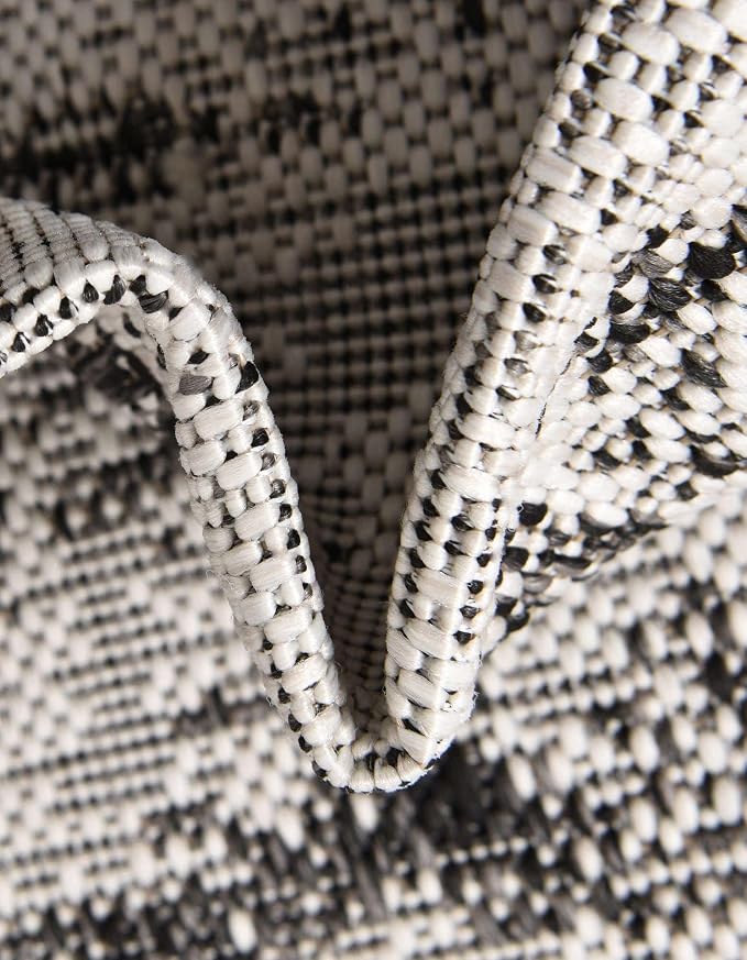 Unique Loom Outdoor Modern Collection Area Rug - Cartago (2' x 6' 1" Runner, Charcoal/ Ivory)