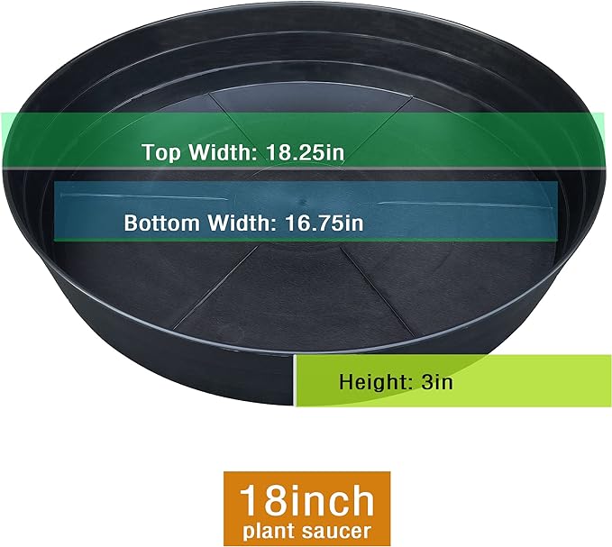 LWALRS Plant Saucer 18 Inch, Extra Large Planter Saucer 4 Pack, Plastic Plant Saucers for Indoors and Outdoors, Plant Pot Saucers, Drainage Tray for 16, 17, 18 in Planters