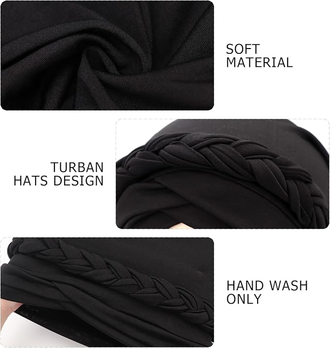 DRESHOW African Women Turban Caps Beanie Twist Headscarf Pre-Tied Twisted Braid Headwraps for Women Chemo Cancer Cap