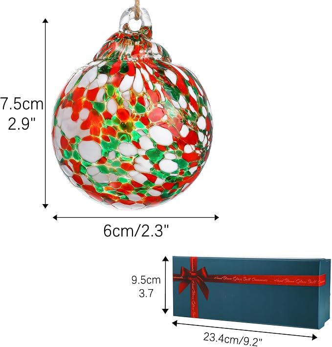Set of 3 Hand Blown Glass Ball Ornament 2.3in Hanging Glass Gazing Balls